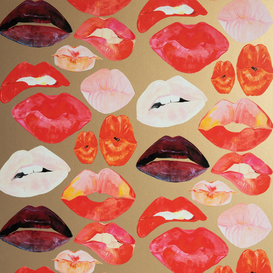 Voutsa | Lips on Metallic Gold Wallpaper